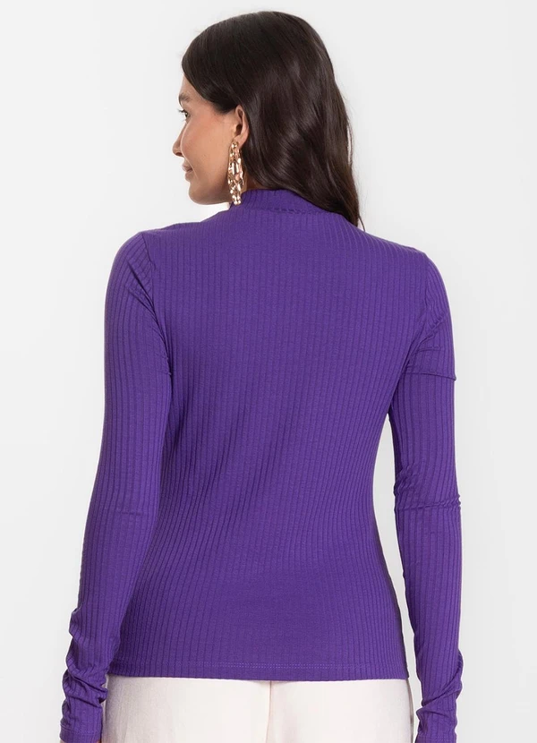 Select - Blusa Manga Longa Feminina Canelada Roxo 2