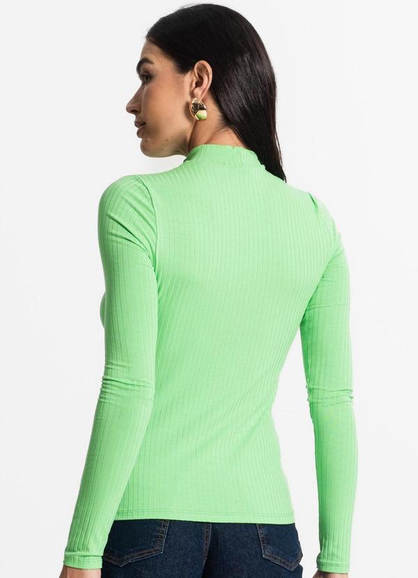 Select - Blusa Manga Longa Feminina Canelada Verde 2
