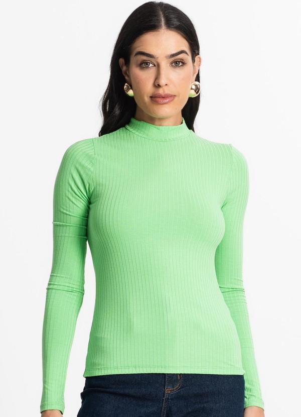 Select - Blusa Manga Longa Feminina Canelada Verde 3