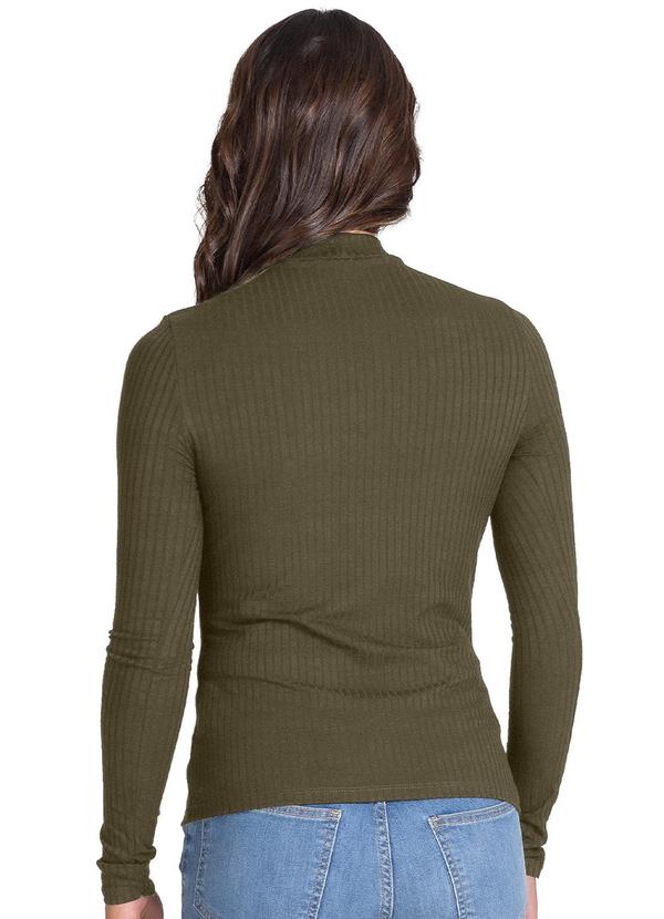 Rovitex - Blusa Manga Longa Feminina Canelada Verde 2