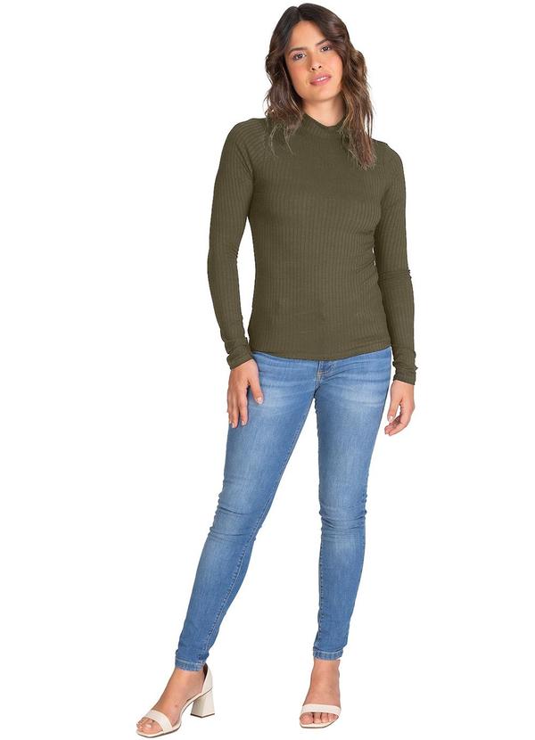 Rovitex - Blusa Manga Longa Feminina Canelada Verde 3