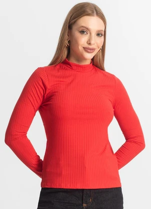 Select - Blusa Manga Longa Feminina Canelada Vermelho - SELECT