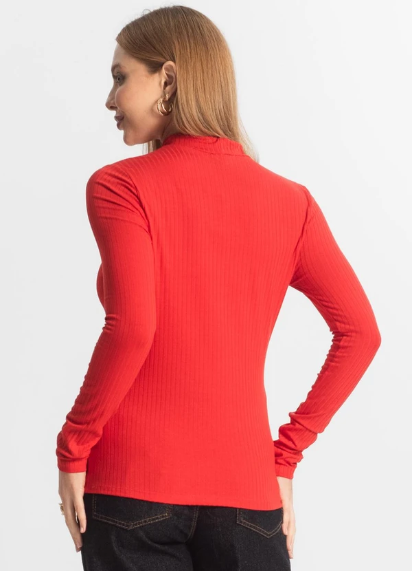 Select - Blusa Manga Longa Feminina Canelada Vermelho 2