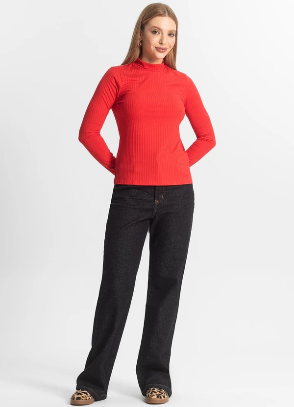 Select - Blusa Manga Longa Feminina Canelada Vermelho 3