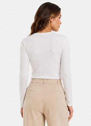 Infinita Cor - Blusa Manga Longa Feminina em Suplex Bege - INFINITA COR