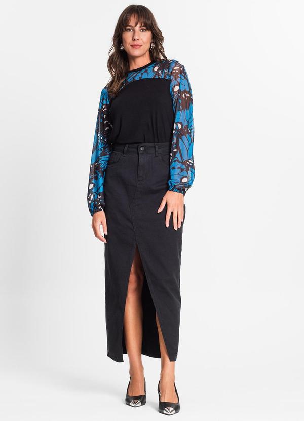 Endless - Blusa Manga Longa Feminina em Viscotorcion Azul 3