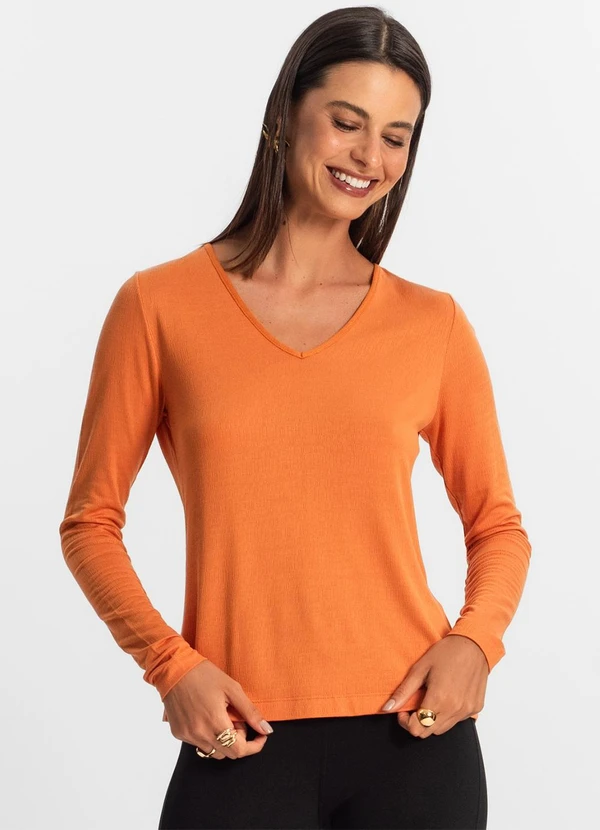 Rovitex - Blusa Manga Longa Feminina Laranja 4