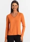 Rovitex - Blusa Manga Longa Marrom - variação: Laranja