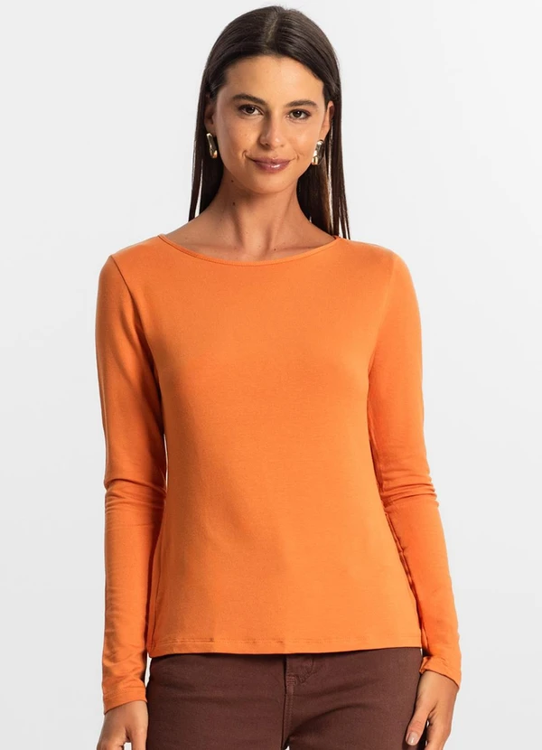 Rovitex - Blusa Manga Longa Feminina Laranja