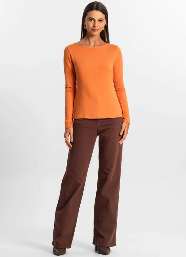Rovitex - Blusa Manga Longa Feminina Laranja 3