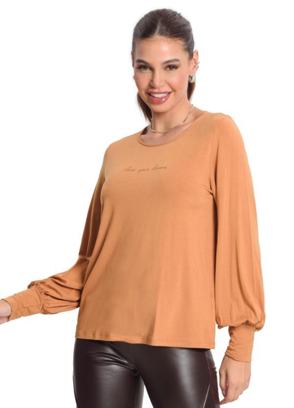Rovitex - Blusa Manga Longa Feminina . Marrom