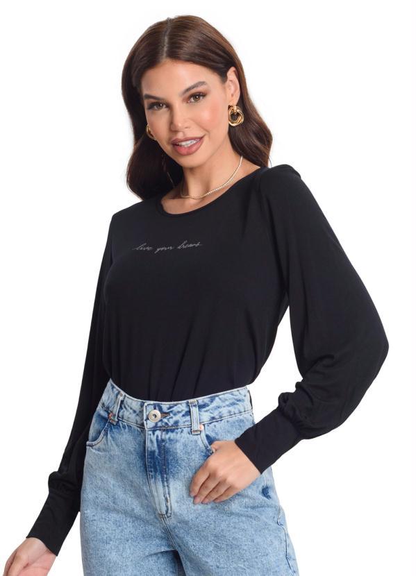 Rovitex - Blusa Manga Longa Feminina . Preto