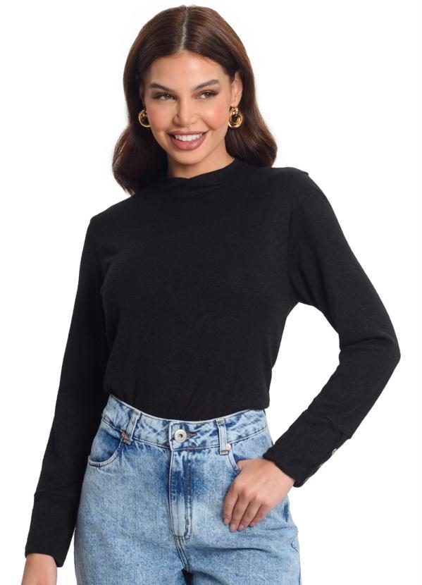 Rovitex - Blusa Manga Longa Feminina Preto