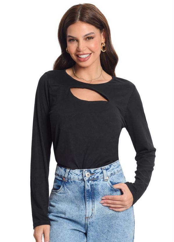 Rovitex - Blusa Manga Longa Feminina Preto
