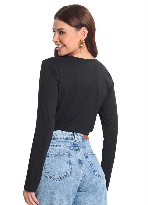 Rovitex - Blusa Manga Longa Feminina Preto 2