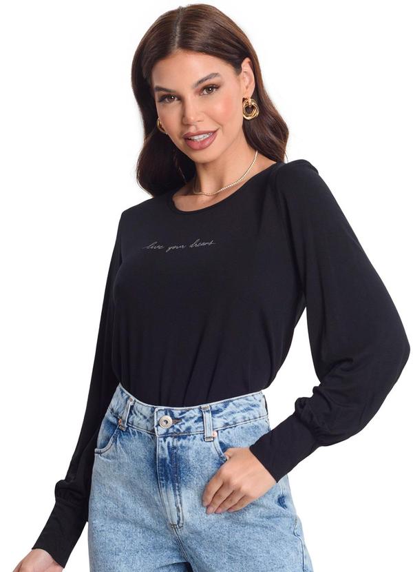 Rovitex - Blusa Manga Longa Feminina Preto