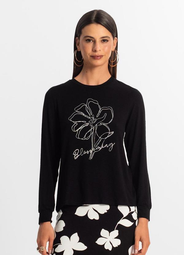 Rovitex - Blusa Manga Longa Feminina Preto