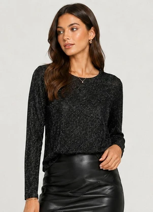 Infinita Cor - Blusa Manga Longa Feminina Preto - INFINITA COR