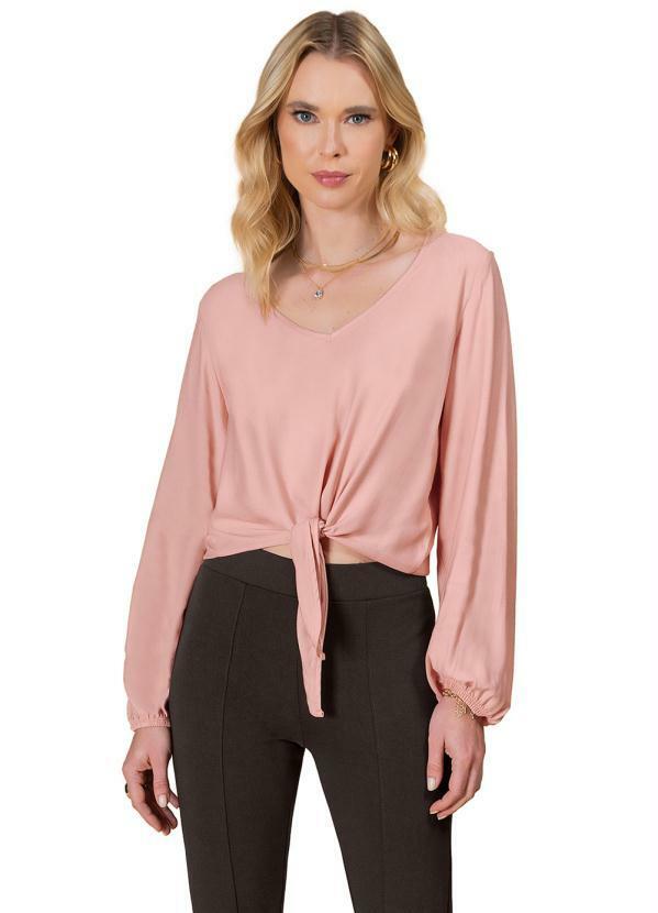 Rovitex - Blusa Manga Longa Feminina . Rosa