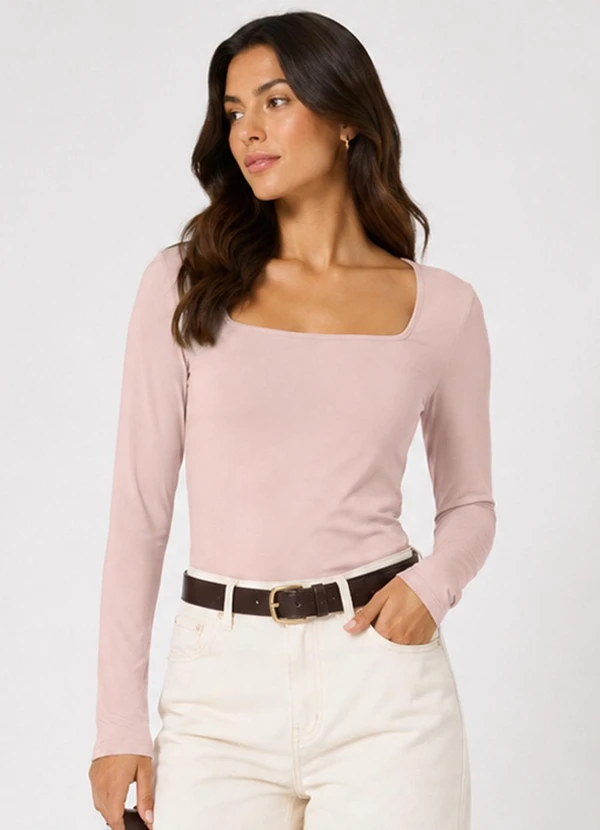 Infinita Cor - Blusa Manga Longa Feminina Rosa