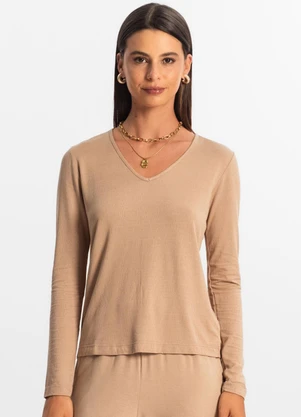 Rovitex - Blusa Manga Longa Feminina Marrom - ROVITEX