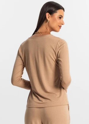 Rovitex - Blusa Manga Longa Feminina Marrom - ROVITEX
