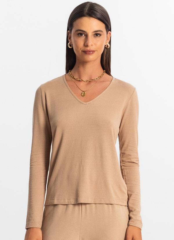 Rovitex - Blusa Manga Longa Feminina Marrom