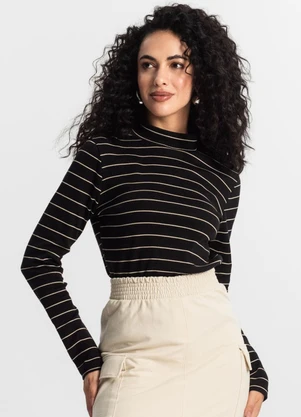 Rovitex - Blusa Manga Longa Feminina Preto - ROVITEX