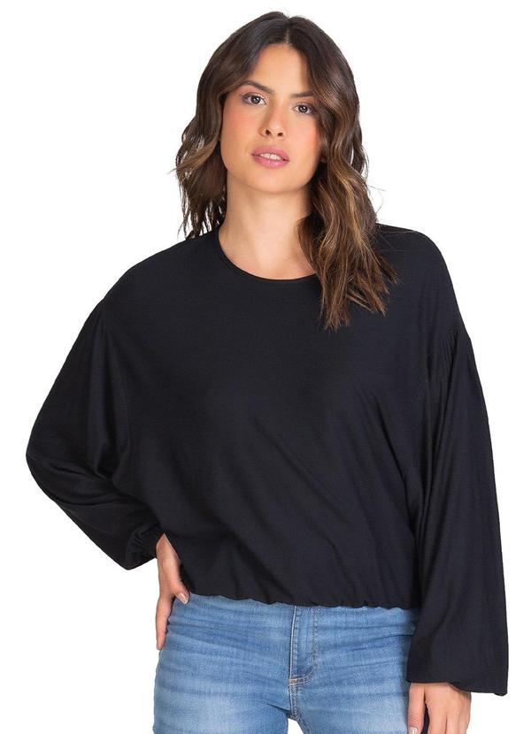 Rovitex - Blusa Manga Longa Fio Preto