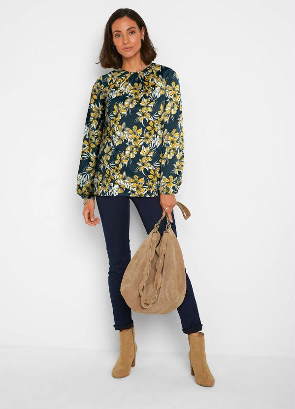 Outlet - Blusa Manga Longa Floral Azul 3