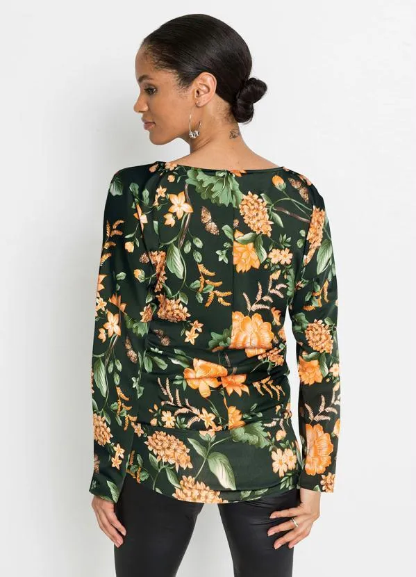 Queima Estoque - Blusa Manga Longa Floral Dark 2