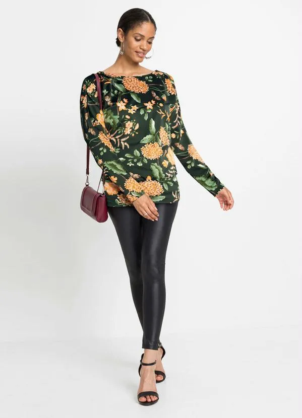 Queima Estoque - Blusa Manga Longa Floral Dark 3