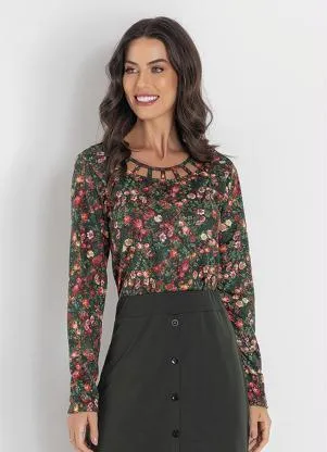 Rosalie - Blusa Manga Longa Floral Verde - ROSALIE