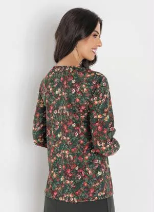 Rosalie - Blusa Manga Longa Floral Verde - ROSALIE