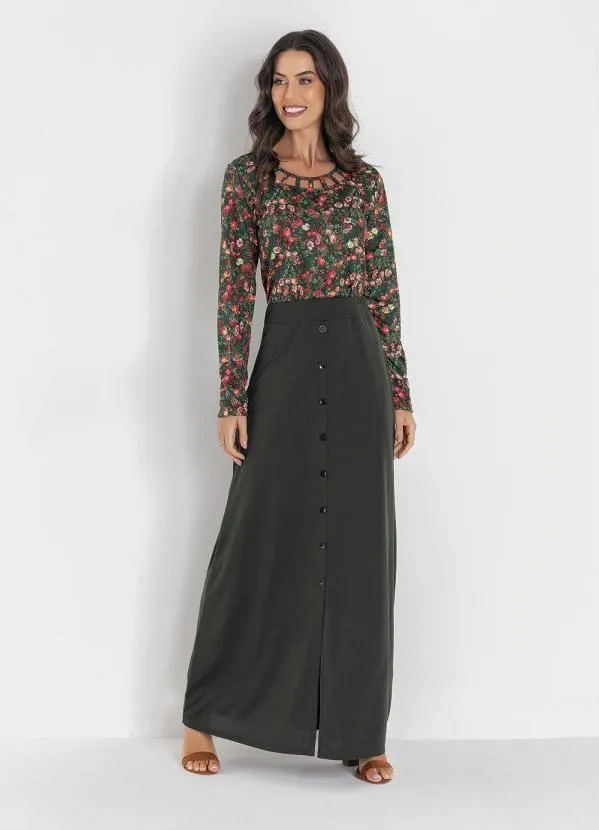 Rosalie - Blusa Manga Longa Floral Verde 3