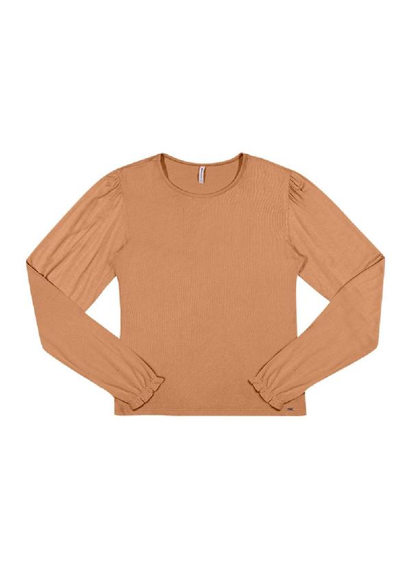 Rezzato - Blusa Manga Longa Franzida Feminino Marrom