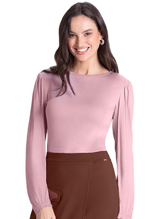 Rezzato - Blusa Manga Longa Franzida Feminino Rosa