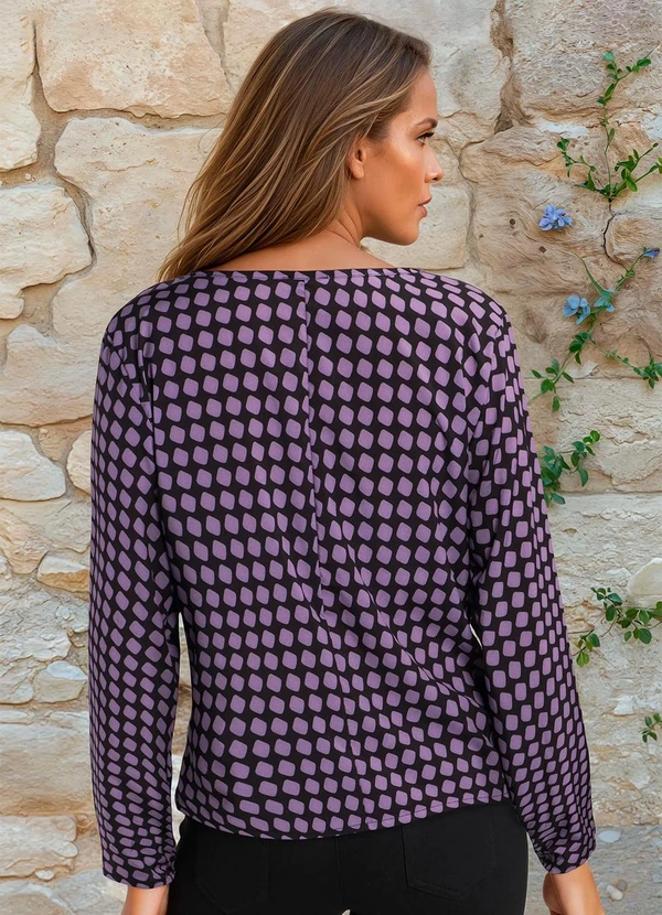 bonprix - Blusa Manga Longa Geométrico Roxo 2