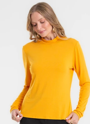 Rovitex - Blusa Manga Longa Gola Alta Amarelo - ROVITEX
