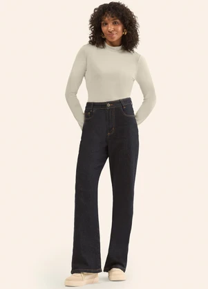 Rovitex - Blusa Manga Longa Gola Alta Bege - ROVITEX