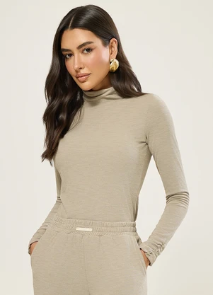 Naguchi - Blusa Manga Longa Gola Alta Cru - NAGUCHI
