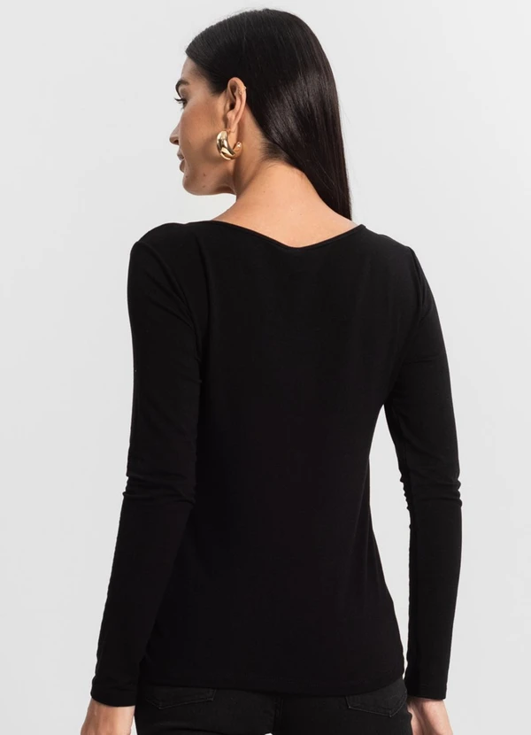 Rovitex - Blusa Manga Longa Gola Alta Preto 2