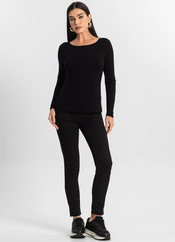 Rovitex - Blusa Manga Longa Gola Alta Preto 3
