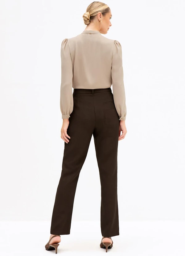 Principessa - Blusa Manga Longa Gola Laço Bege Gabriella 4