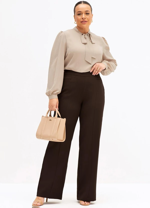 Principessa - Blusa Manga Longa Gola Laço Bege Gabriella 7