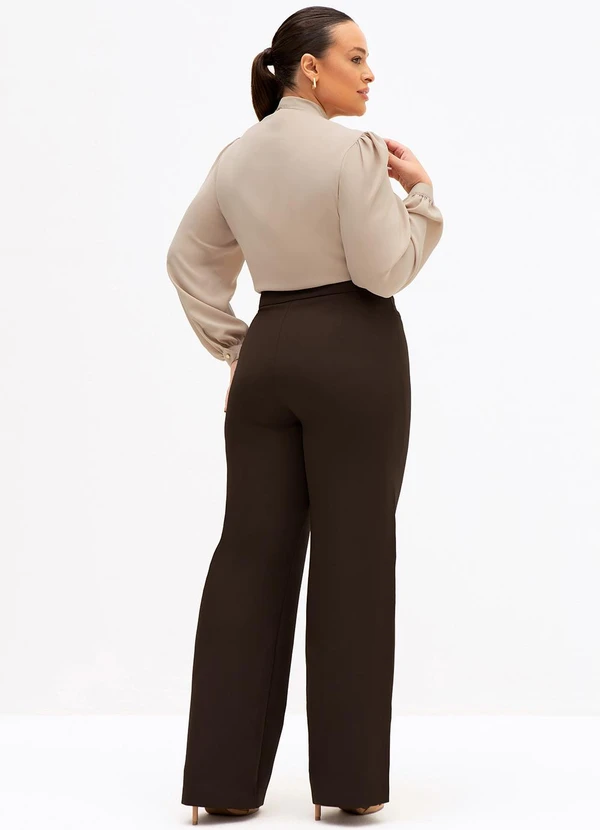 Principessa - Blusa Manga Longa Gola Laço Bege Gabriella 8