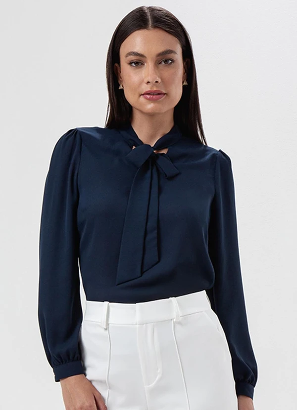 Principessa - Blusa Manga Longa Gola Laço Marinho Sandra 2