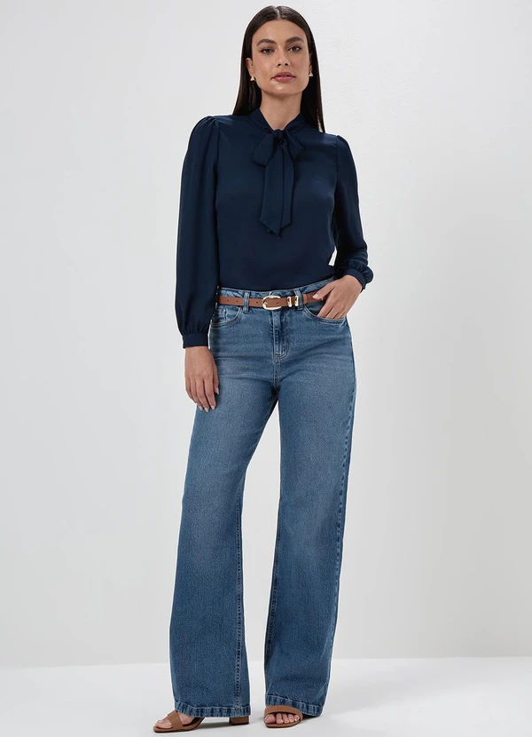 Principessa - Blusa Manga Longa Gola Laço Marinho Sandra 6