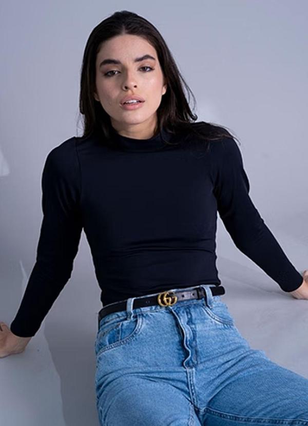 Amo Brand - Blusa Manga Longa Helanca Preta 2