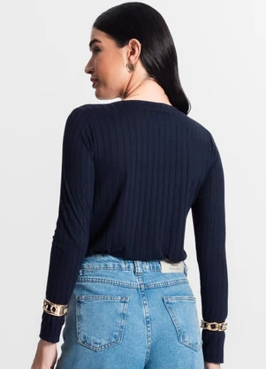Infinita Cor - Blusa Manga Longa Azul - INFINITA COR